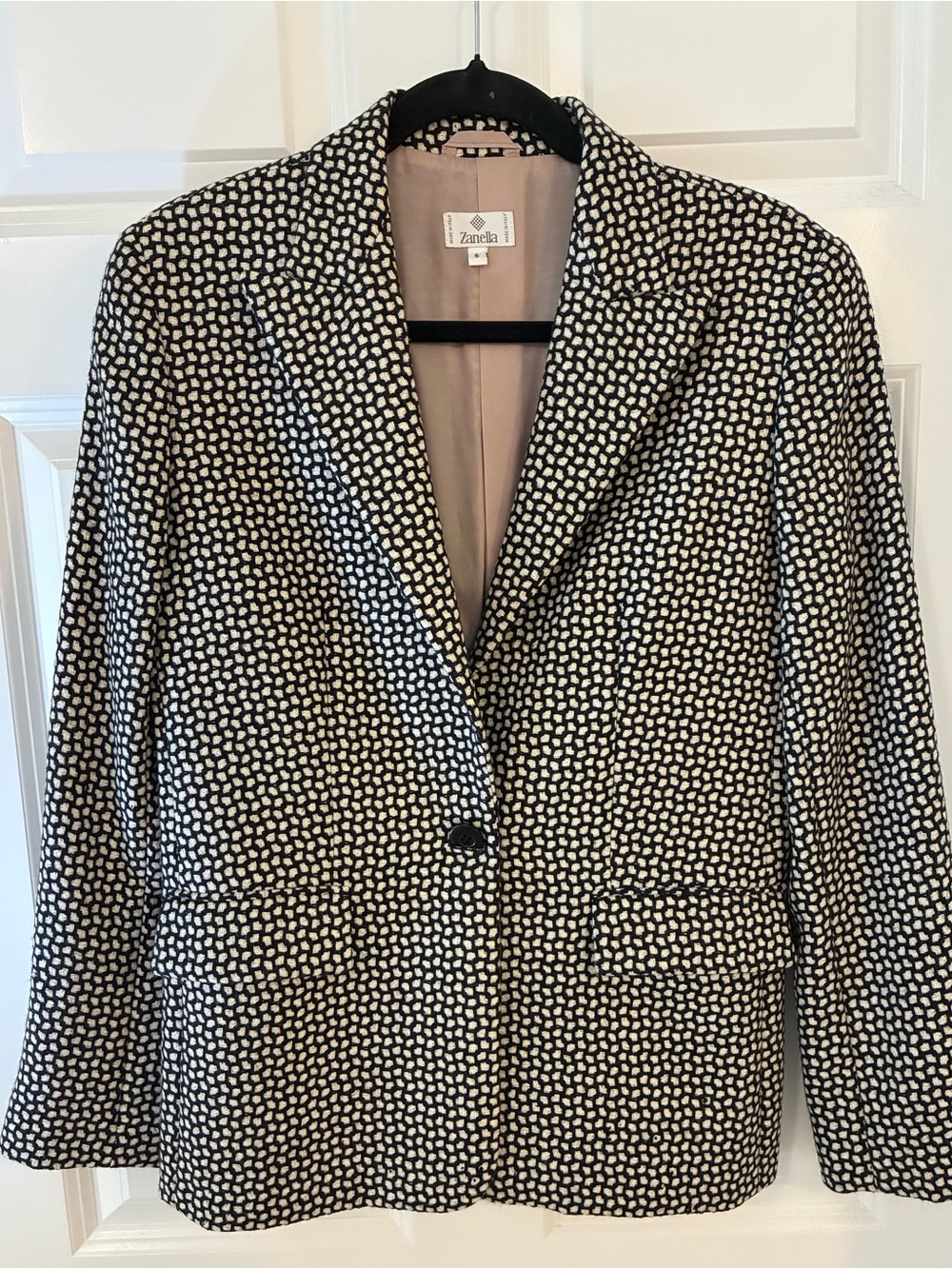 Zanella Wool Black & White Patterned Women's Blazer 6